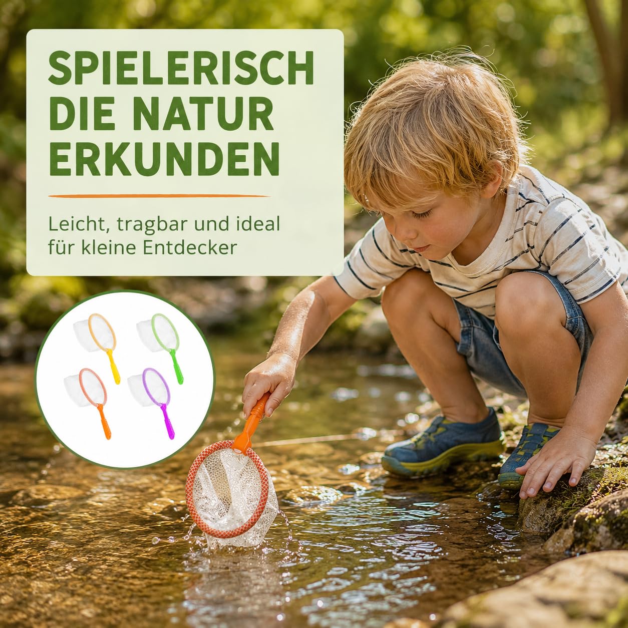 4 Stück Fischernetz, Kunststoff-Fischernetze, Insektenfängernetze, Farbige Schmetterlingsnetz, Kleine Kescher, Insektenfängernetze zum Fangen von Käfer für Outdoor Aktivitäten an Strand und Pool