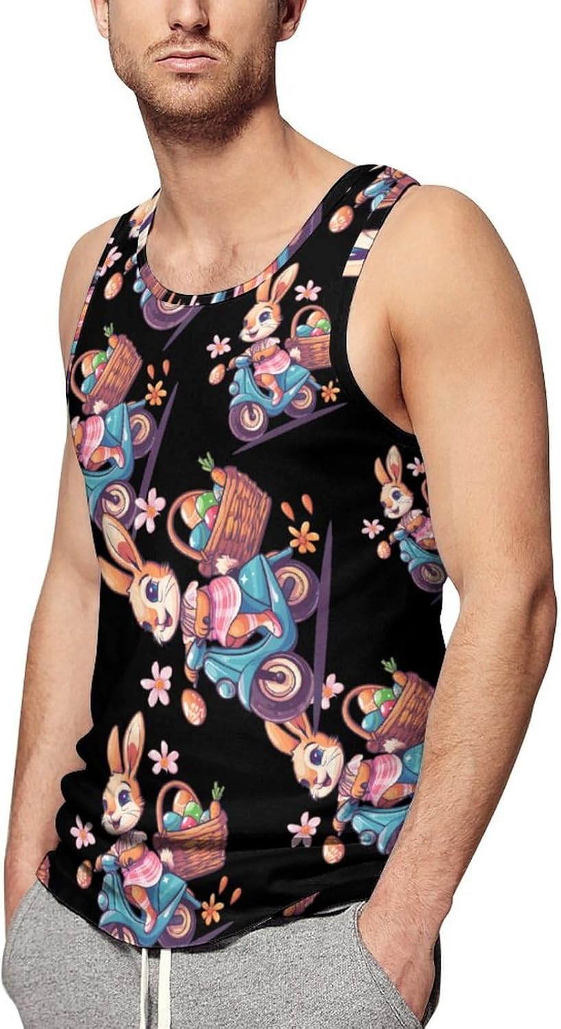 Bunny Scooter Men's Tank Top Sleeveless Muscle Shirts Vest Beach T Shirts for Workout Gym
