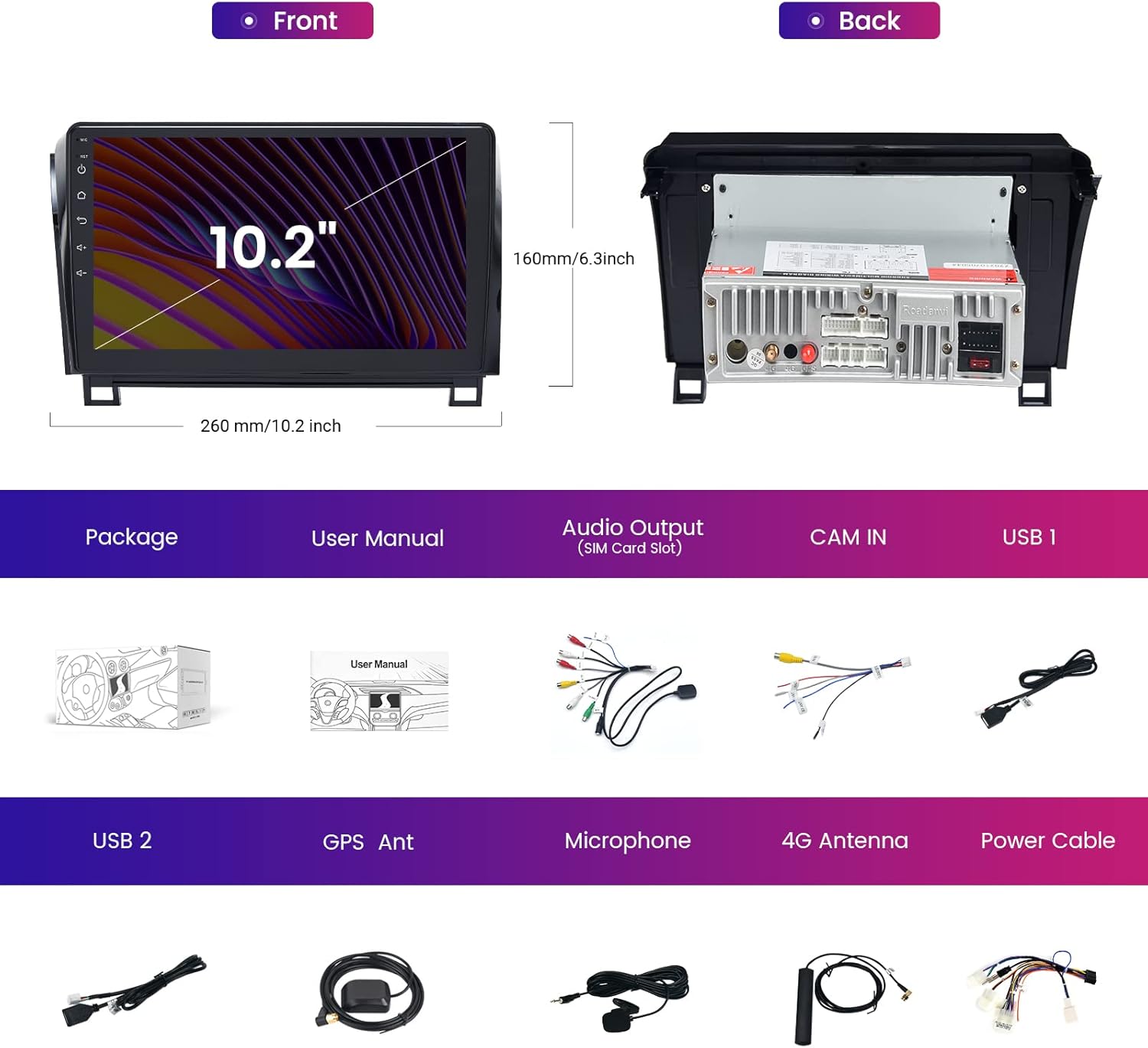roadanvi hd 10 2 android car stereo for toyota tundra 2007 2008 2009 2010 2011 2012 2013 sequoia 2008 2018 carplay android auto car radio wifi4g lte