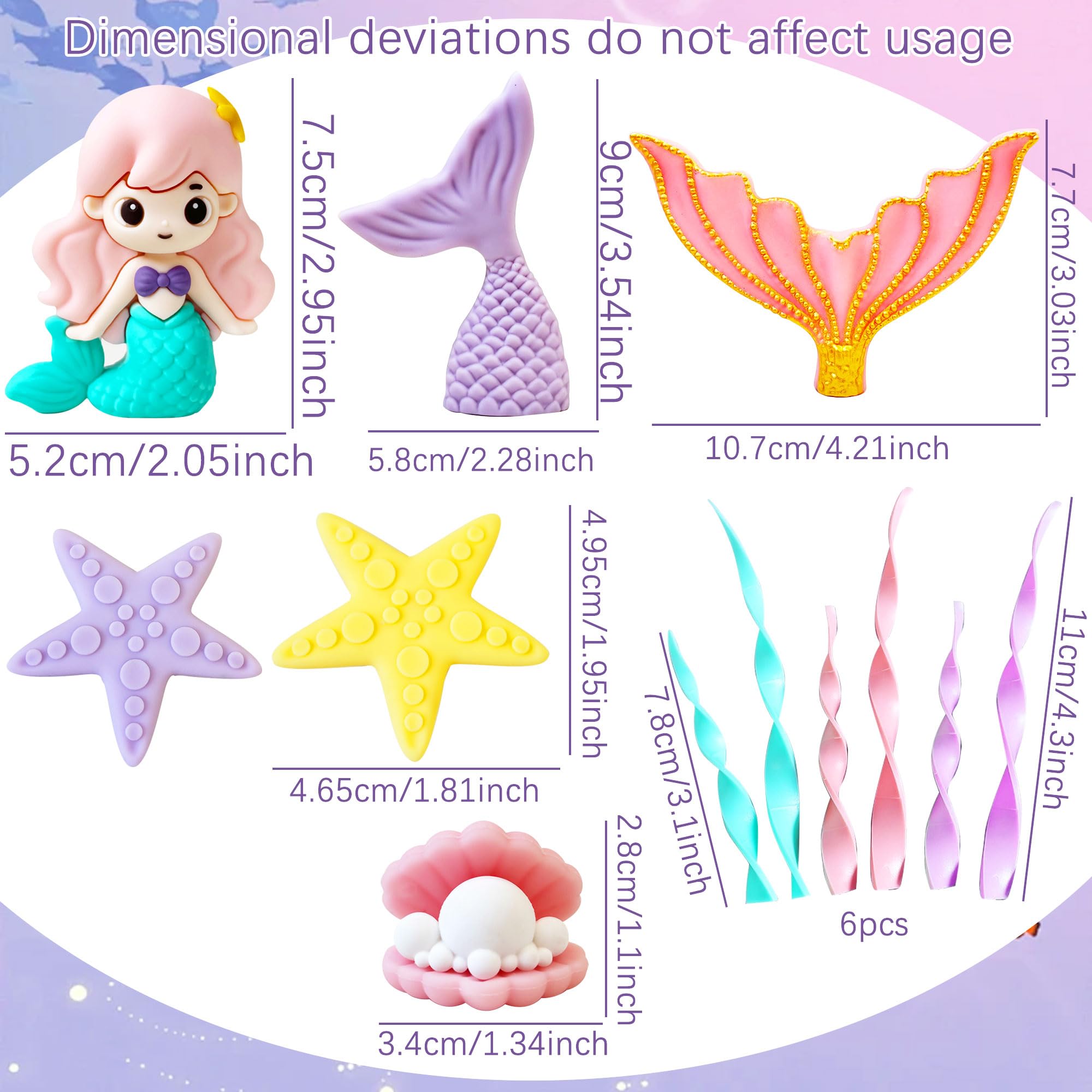 LaVenty Mermaid Tail Cake Topper Under the Sea Cake Decoration Seashell Cake Topper Mermaid Tail Cake Topper Mermaid Party Supplies - Image 2