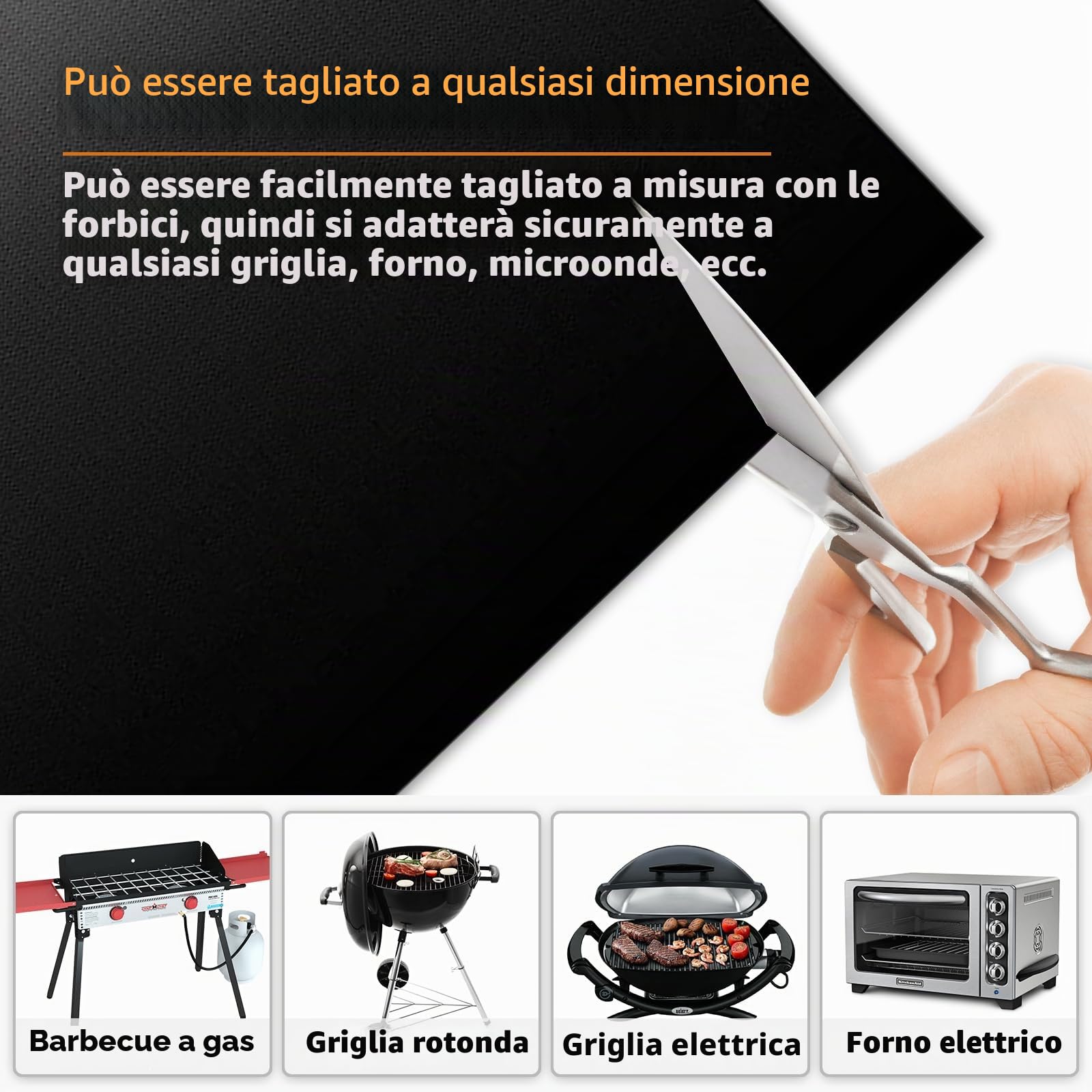 Set di 5 Tappetino Barbecue 60x40cm, Antiaderente Stuoie Barbecue in Teflon, Carta da Forno Riutilizzabile con Pennello e Clip, BBQ Mat per Griglia a Gas Carbone Forno Griglia Elettrica