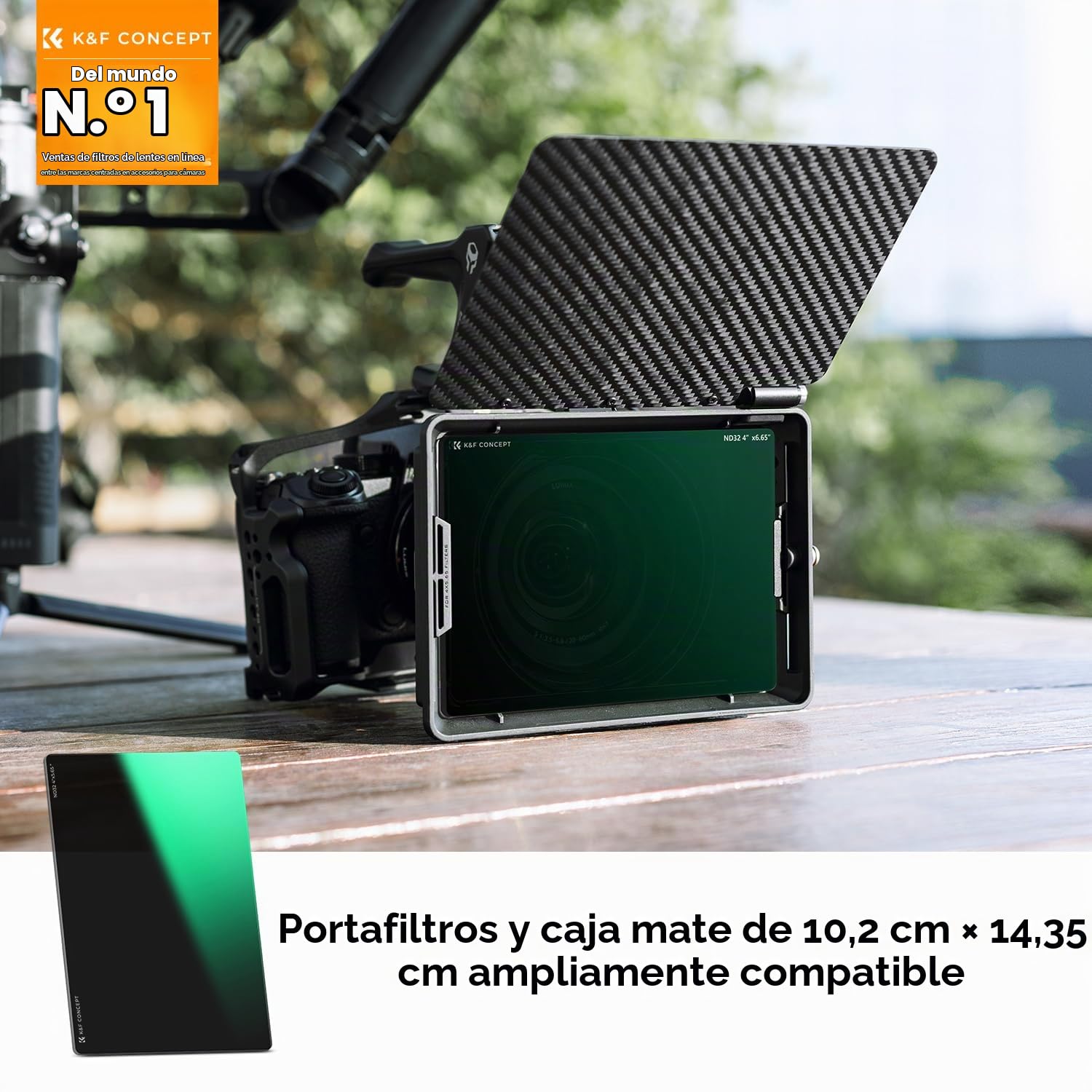 K&F CONCEPT Nano-Xcel Cine Filtro ND8 4"X5.65" Filtro Cuadrado de Cine | de Vidrio Óptico HD con Nano Revestimient Compatible con Tilta SmallRig Matte Box para Fotográfica - FM701