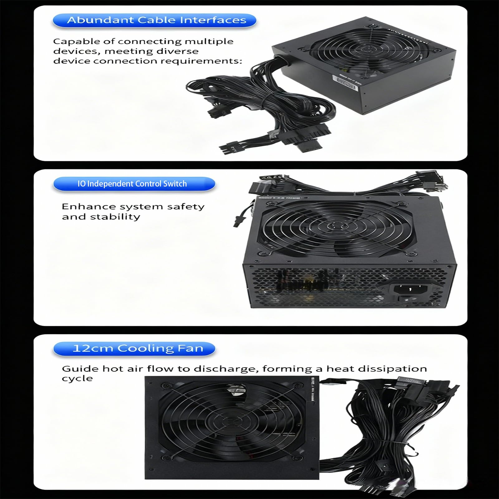 400W Desktop Computer Netzteil Thermomanagement 8Pin für Miner Mining Cave Mining Netzteil Zubehör Gaming Desktop