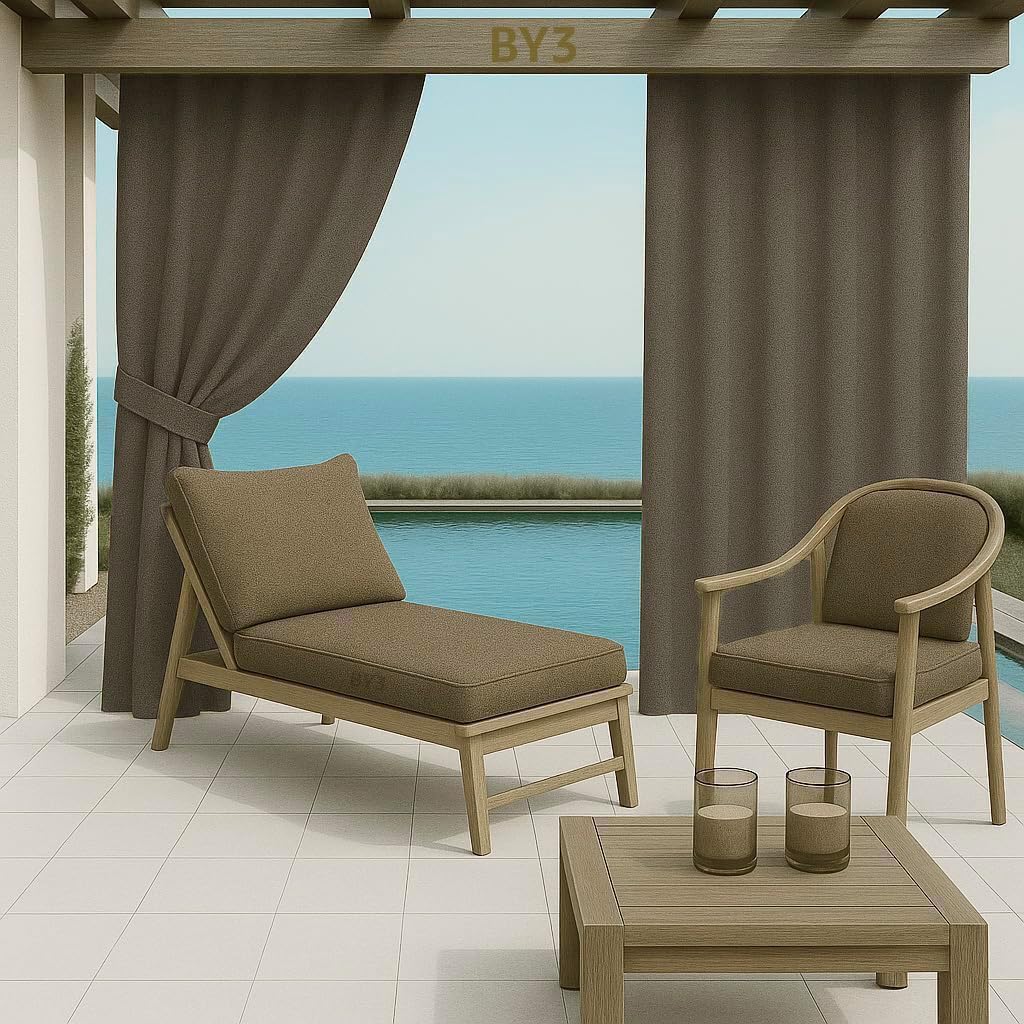 Byour3 -Tende Impermeabili per Esterno con Anelli in Metallo A Caduta Antimuffa - Tende Laterali Gazebo Oscuranti Tenda Parasole per Terrazzo Balcone Tela Solare Frangivista (Tortora, L.300x290H)