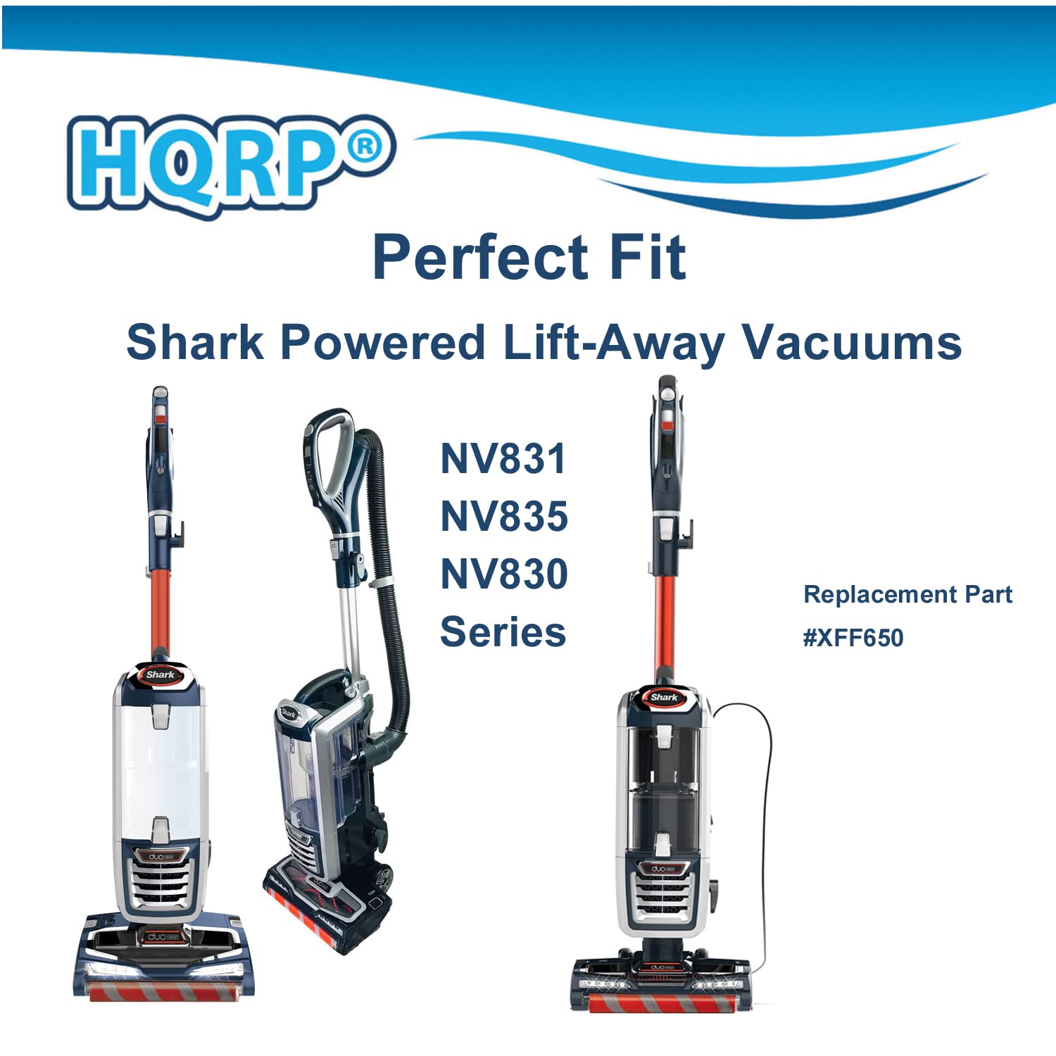 HQRP 2-pack Filter Kit Replacement for Shark XFF650 DuoClean NV831 NV835 NV830, Rotator NV650 NV651 NV652 NV750 NV751 NV752 Powered Lift-Away Vacuums