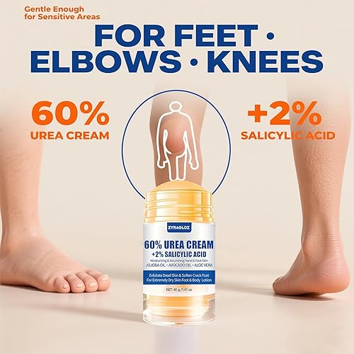 Miniatura 6 de Crema de urea en barra 60% más 2% ácido salicílico, 2 unidades de crema de urea de máxima fuerza para pies, loción de pies para talones agrietados,