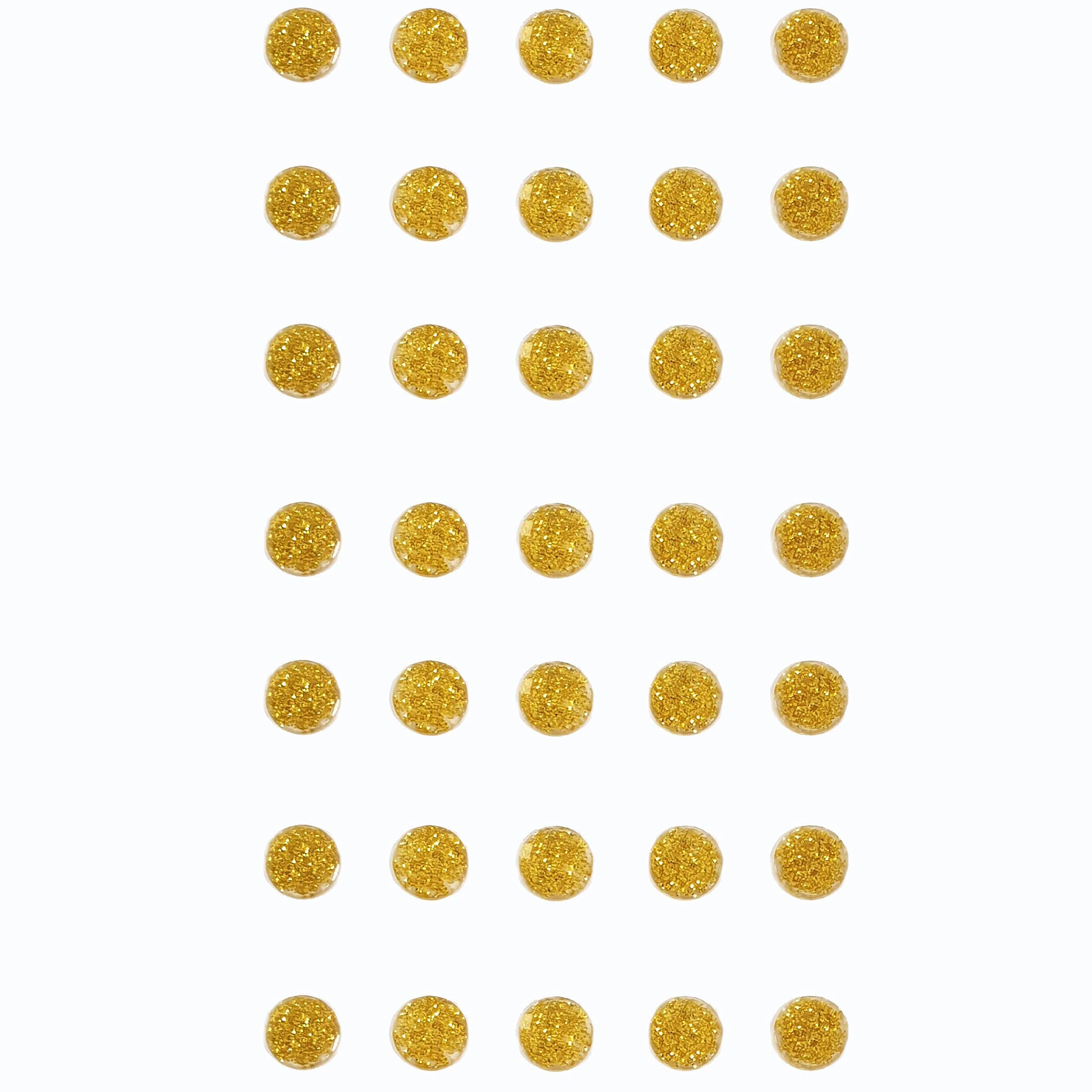 Pebble Eleven Gold 4Mm Round Glitter Gem Stickers – 3D Self Adhesive Flat Back Rhinestone Diamante Stickers, 112 Pieces (Gold)