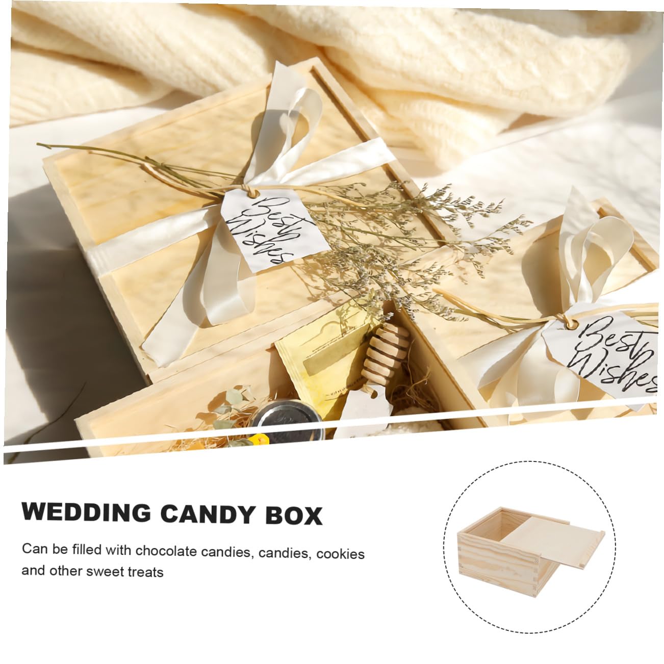 Anneome 1pezzi Scatola Portatile Per Confetti Matrimonio Legno Scatola Creativa Per Dolci e Regali Elegante e Leggera Per Feste e Cerimonie