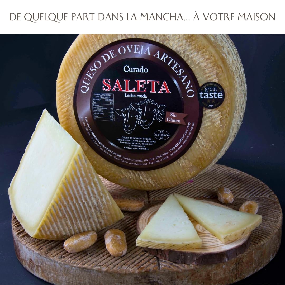Fromage de brebis entier affiné gourmet Saleta (2,2 kg) | Fromage Manchego artisanal