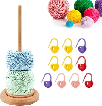 Yarn Holder for Knitting and Crocheting, Easy Install and Operate Wooden Yarn Spinner, Crochet Gift for Knitting LoversSize1 Pc