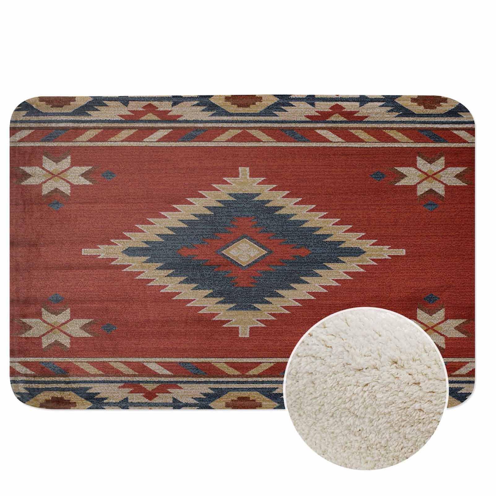 Vintage Southwest Style Bath Mat for Bathroom Paisley Carpet Texture Bath Rugs Door Mat Non Slip Rubber Backed Bathroom Floor Mat for Bathtub Sink