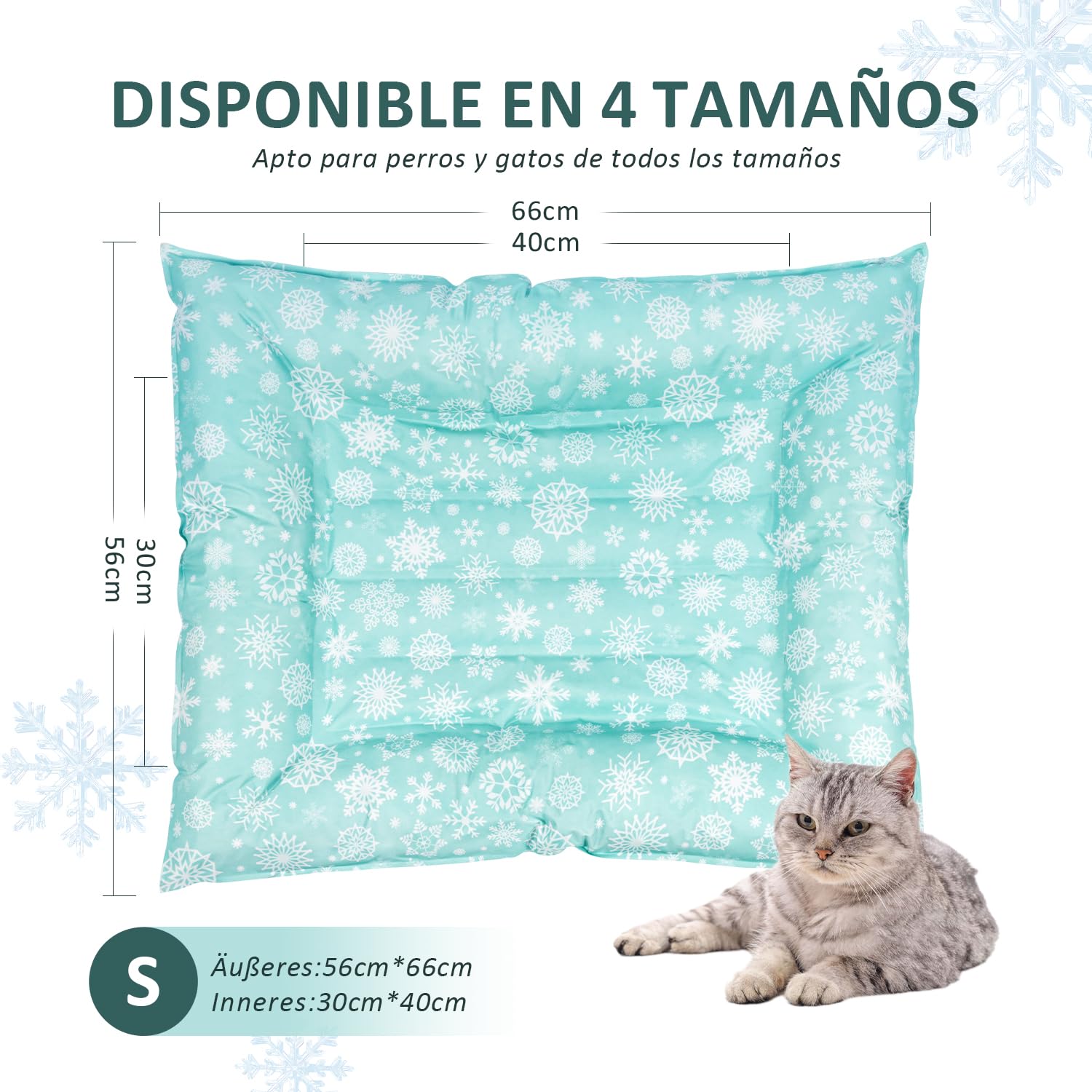 Pawtasy Alfombrilla Refrescante para Perros y Gatos Manta refrescante Perro Cama refrigerante Alfombra colchoneta Fria de Verano Fresca para Mascotas pequeños S 56 x 66 cm