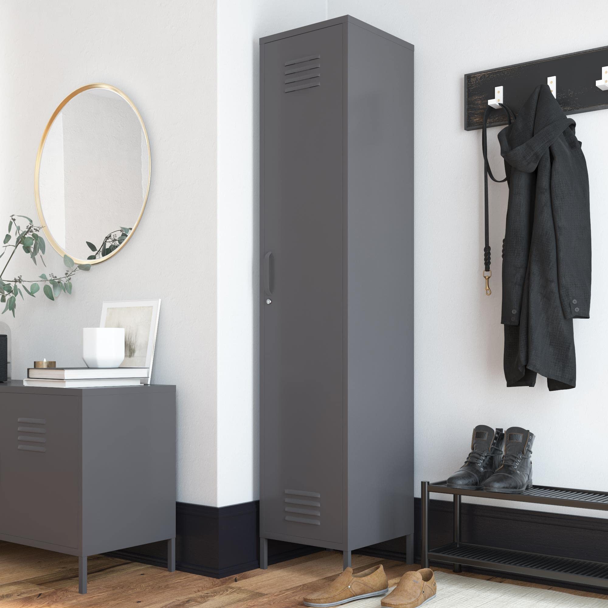 DHP Bradford Single Metal Storage Cabinet Grey