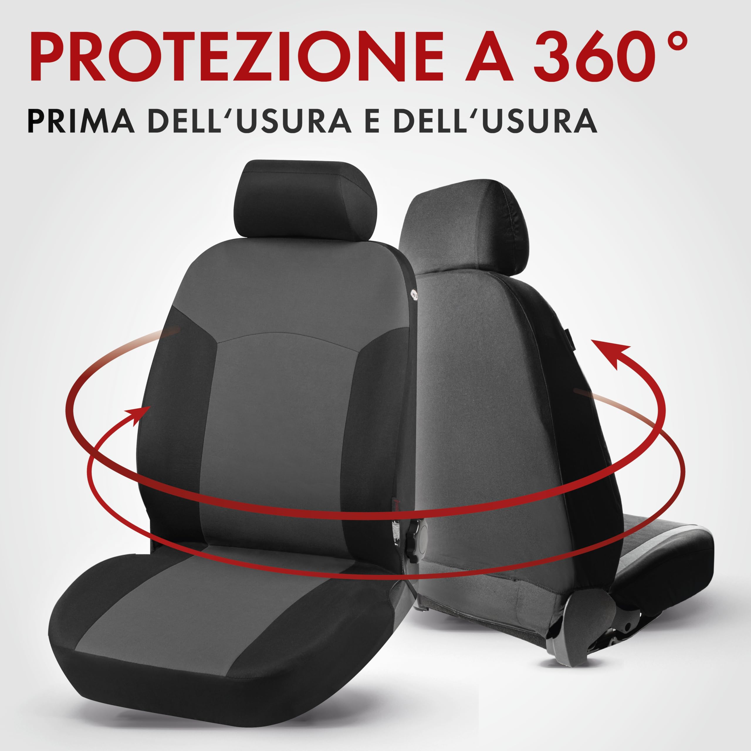 Walser 13412 Coprisedili auto, coprisedili auto Portland per sedili anteriori, coprisedili in grigio/nero