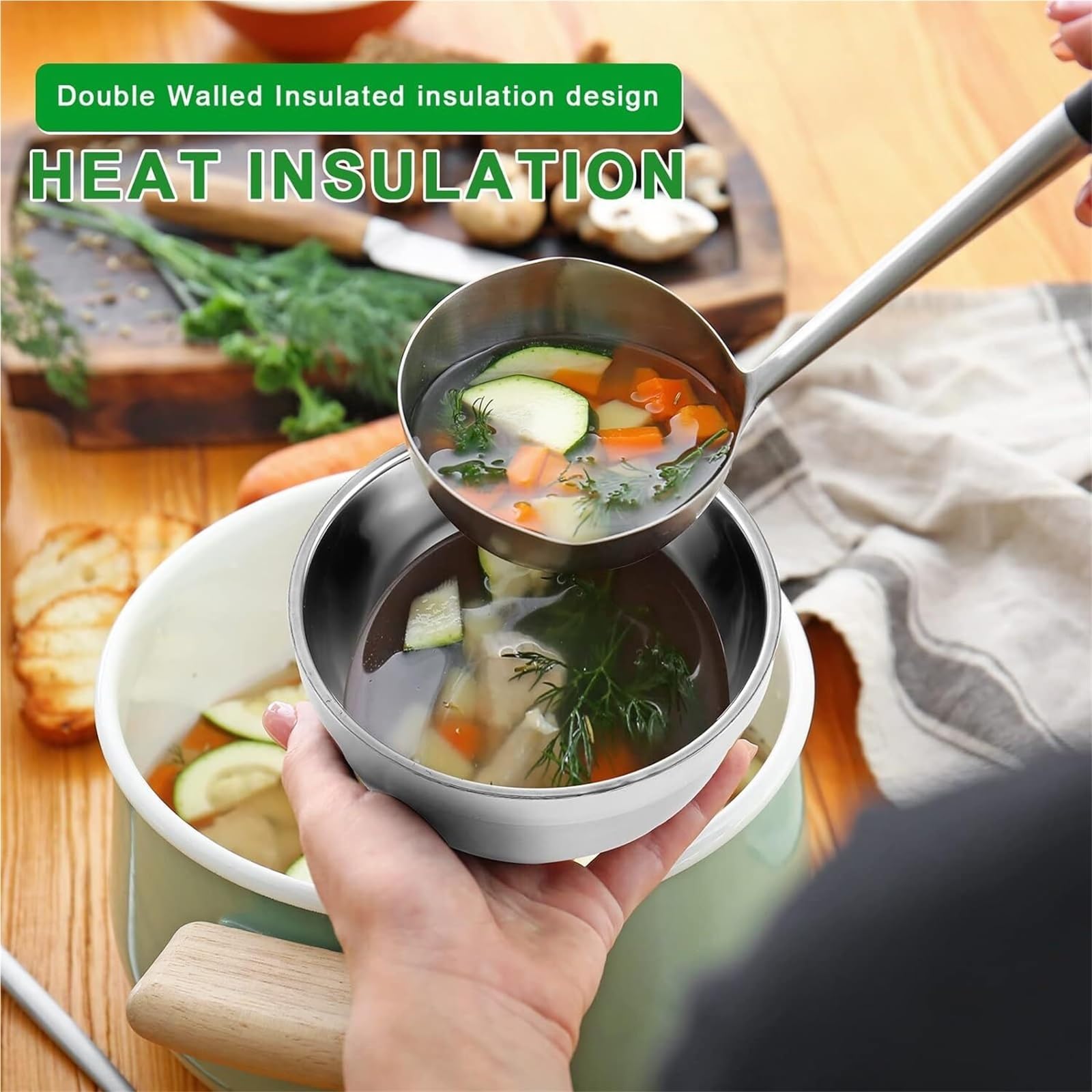 Bol De Acero Inoxidable Juego de 4 tazones acero inoxidable 17 oz con aislamiento doble pared for sopa, refrigerios, helados, ensaladas, fideos y salsas