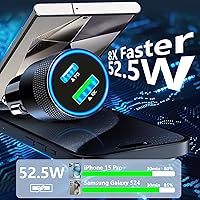 Vista 3 de [Apple MFi Certified] iPhone Fast Car Charger, Rombica 52.5W USB-C PD&QC3.0 Car Power Cigarette Lighter USB Charger Adapter with 2Pack Lightning