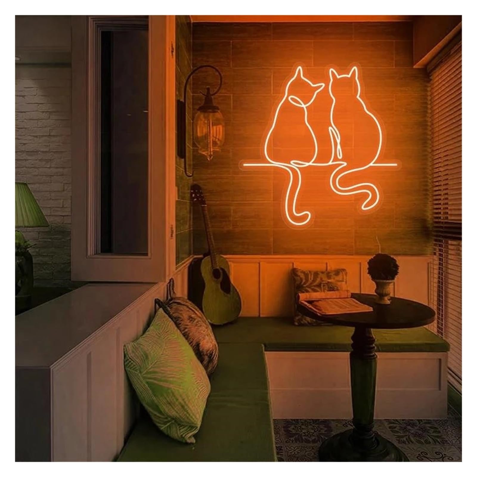 LEMST Signs Lamp Neon Signs Two Cats USB Powered Adjustable Brightness Cats Neon Lights, Suitable for Bistro Decor(C,80CM)