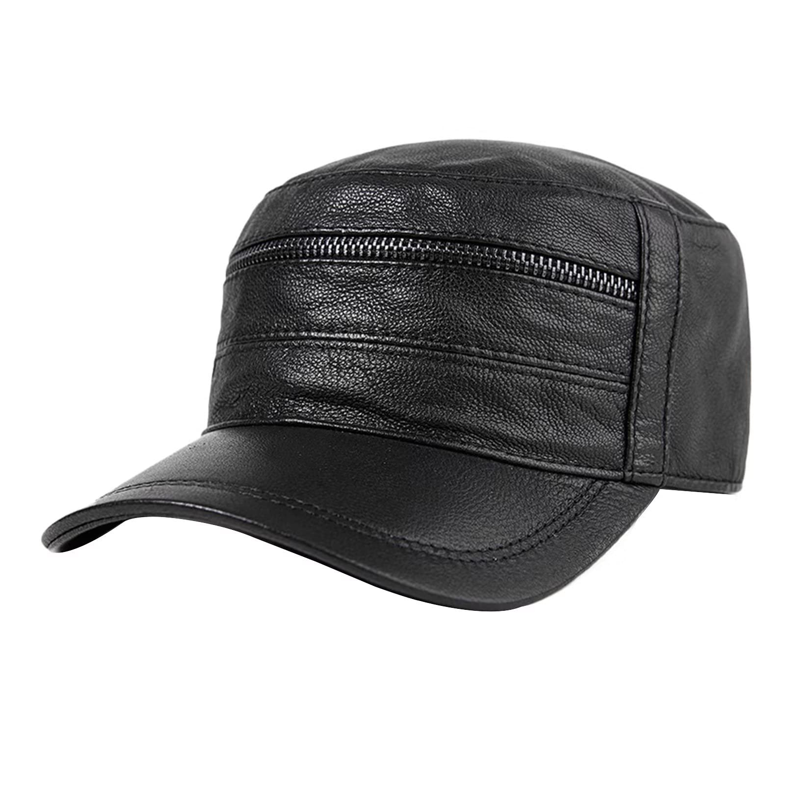 Wiosenno-Jesienno-Zimowa Czapka Męska W Stylu Vintage,Regulowana,Skórzana Czapka Z Daszkiem,Do Jazdy Na Świeżym Powietrzu,Kapelusz Przeciwsłoneczny,(Czarny-Duży)