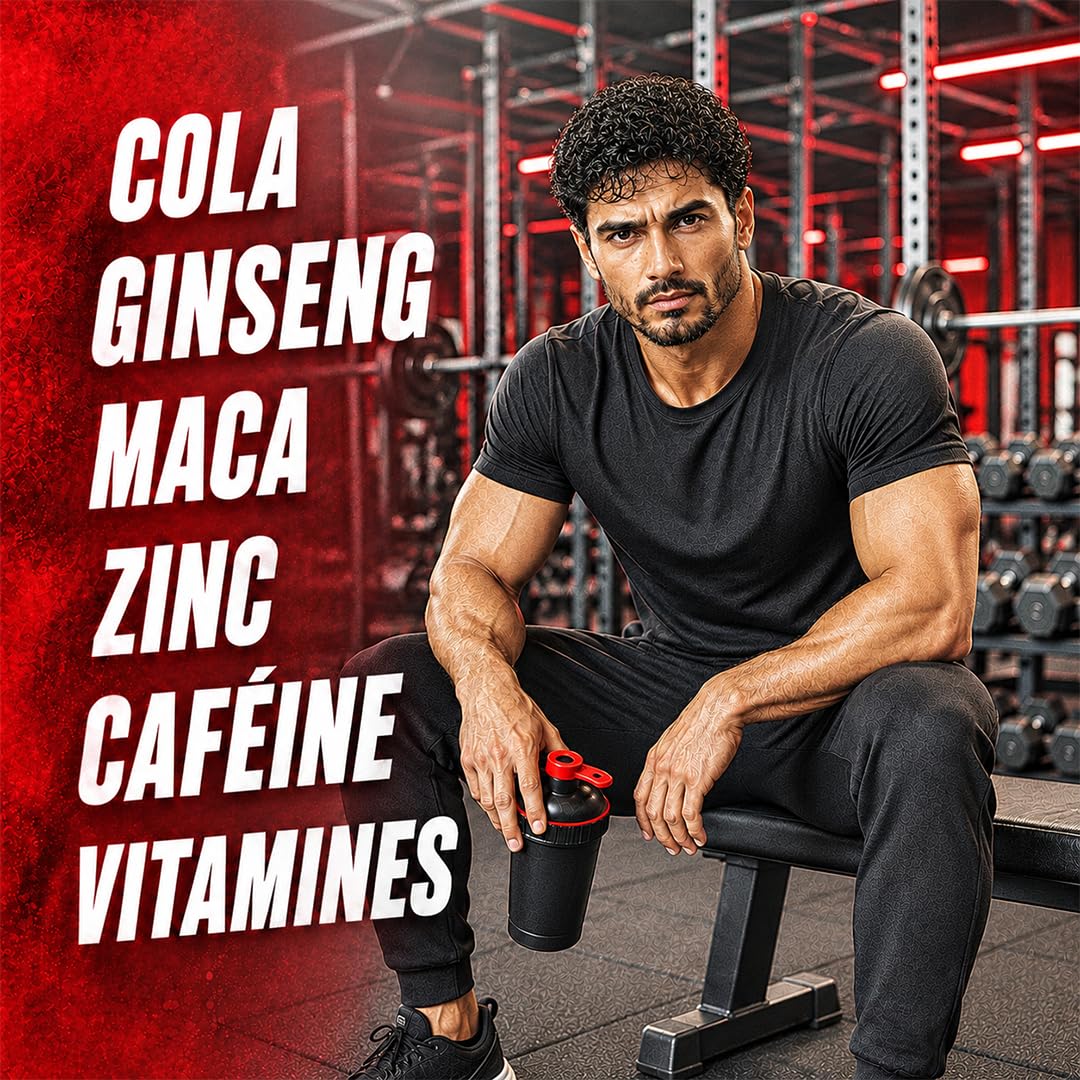 TRYVITE | Formule TESTO | Routine Active, Sport, & Moments Importants | Maca, Ginseng, Cola, Caféine, Zinc & Vitamines | 90 Gélules Végétales