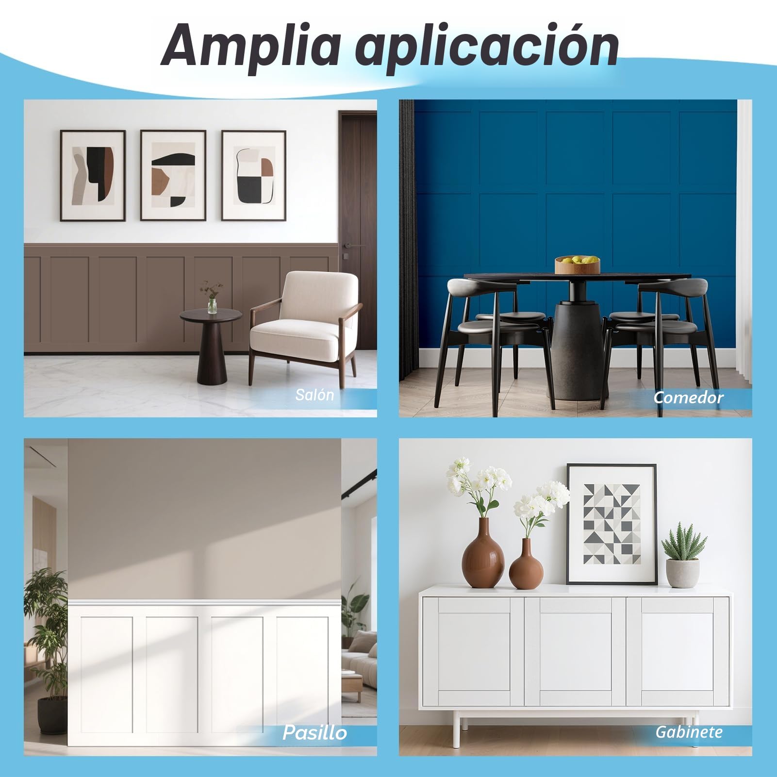 Art3d Kit de paneles terminados Board & Batten para revestimiento de pared (210 x 113 cm) de MDF para pintar, ideal para cocina, dormitorio y sala de estar – Incluye listones de borde