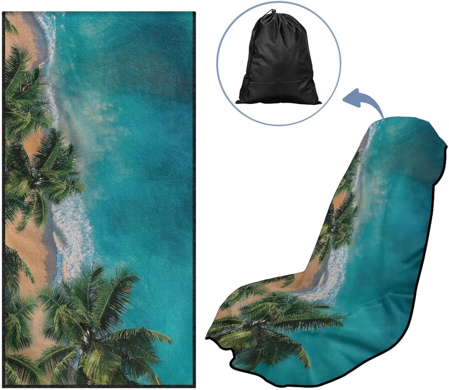 Beach Tree Sweat Towel Car Seat Cover for Gym Running Athletes Fitness Extreme Crossfit Workout Auto Seat Pet Protector Triathlon Beach Swimming Outdoor Water Sports