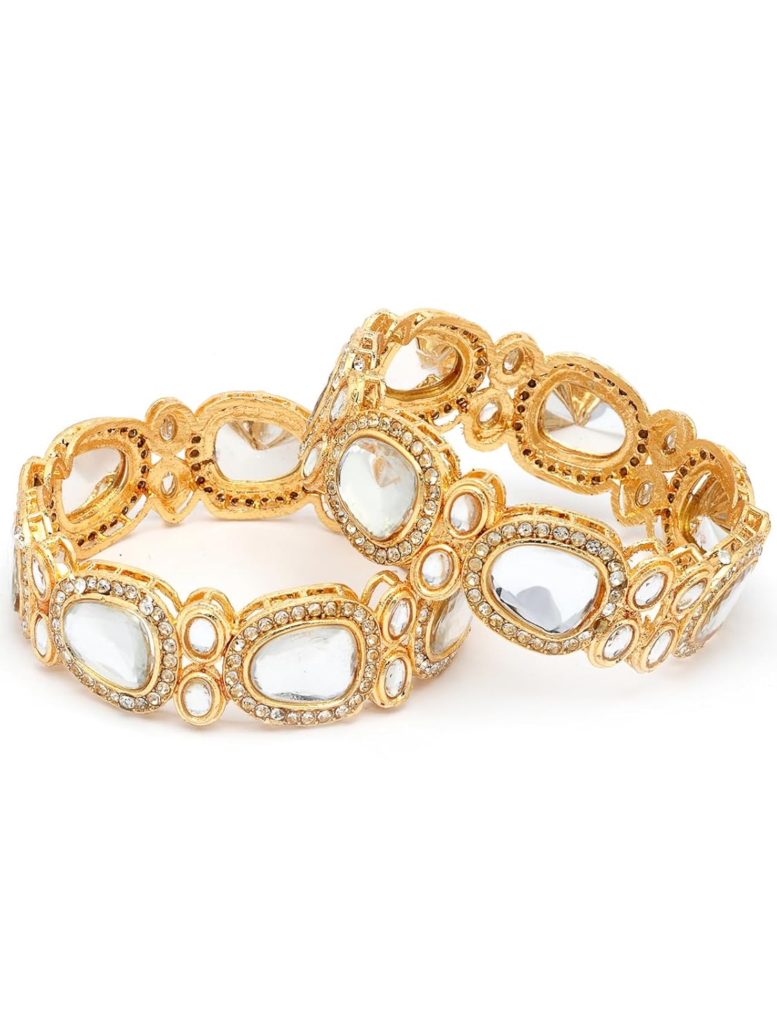 Sukkhi High-Class Stylish Fashion Design Gold Plated Kundan Studded Kada Bangle Jewellery for Women & Girls|Set of 2|Parineeti Chopra Inspired|B107292 Sukkhi High-Class Stylish Fashion Design Gold Plated Kundan Studded Kada Bangle Jewellery for Women & Girls|Set of 2|Parineeti Chopra Inspired|B107292