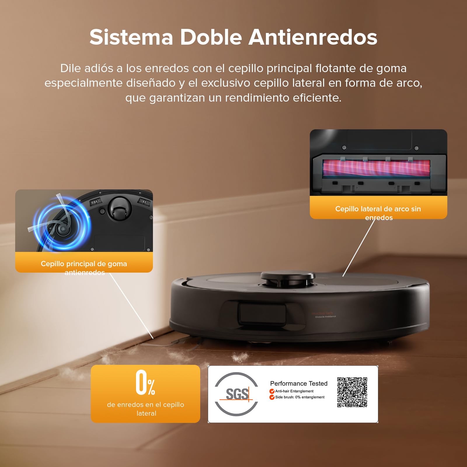roborock QV 35S Set Robot Aspirador, Succión HyperForce de 10000 Pa con Base Multifuncional, Cepillos Dobles Antienredos, 2 Mopas Giratorias Elevación Automática de 10 mm, Limpiar y secar Auto, Negro
