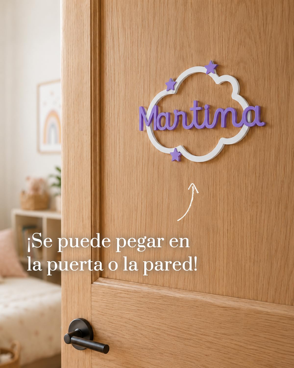 Cartel Decorativo Infantil con Nombre Personalizado – Decoración para Puerta o Pared de Habitación Infantil – Hecho en España – Regalo Original para Bebé, Newborn, Bautizo o Cumple
