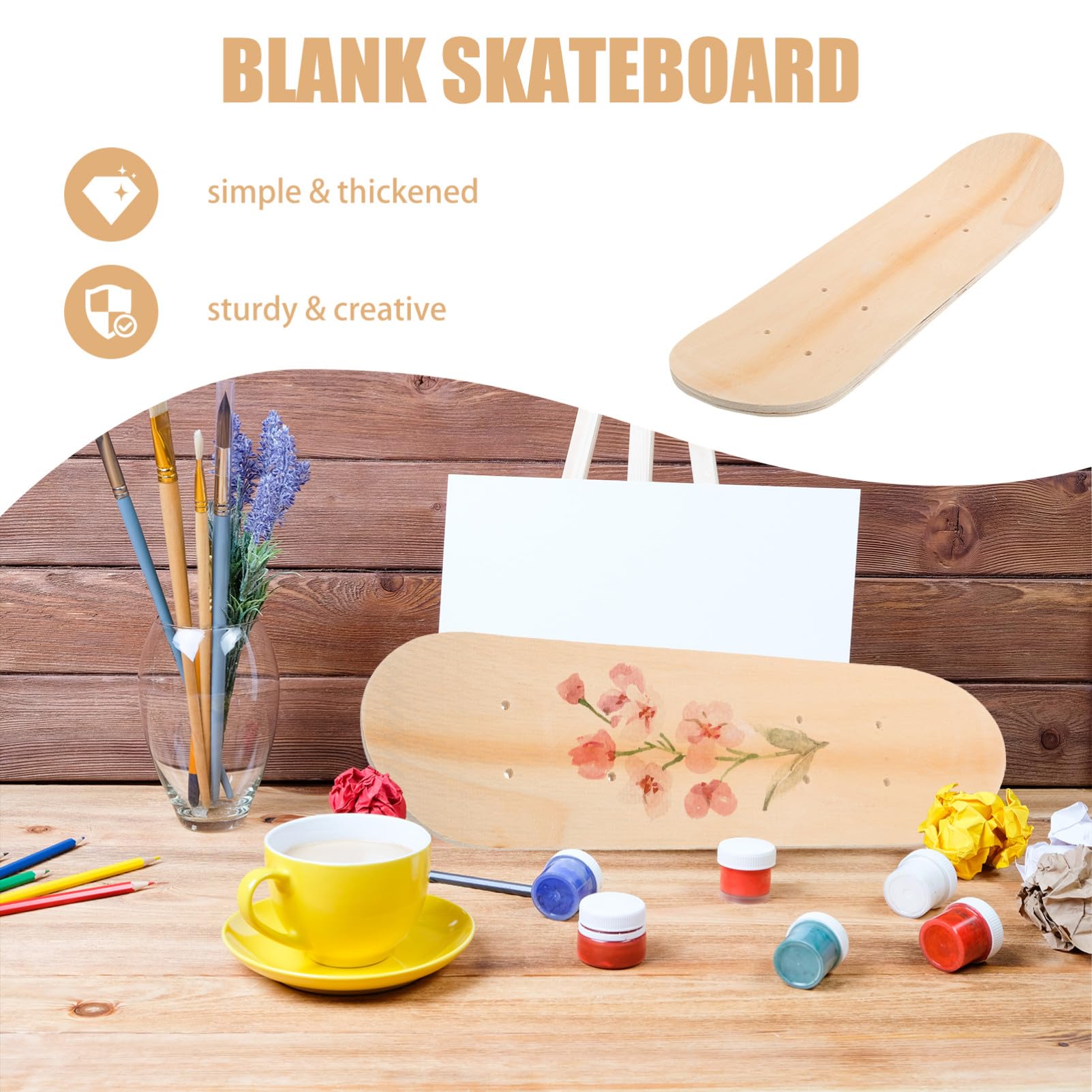 Anneome 3 Stück Blank Skateboard Deck aus Leichtem Ahornholz Doppelseitig Roh für DIY Graffiti Malerei Robustes zum Kreativen Bemalen