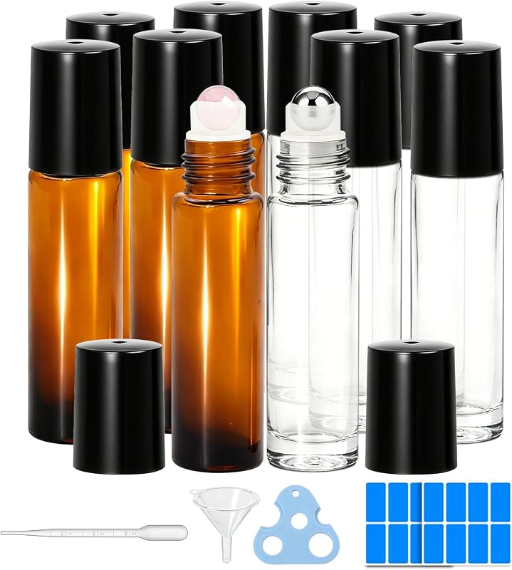 Frascos roll-on recarregáveis de vidro ORVEXILA, 10 mL, conjunto com 10