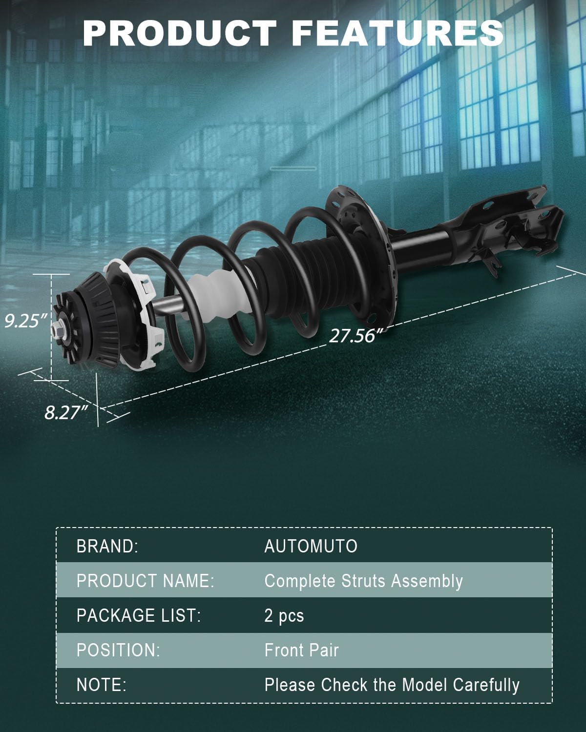 AUTOMUTO Strut Spring Assembly Front Struts Shock Absorber Fit for 2009-2013 for Honda Fit, Replace 1333440L 1333440R