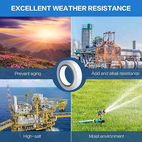 Miniatura 4 de Wapodeai - 3 unidades de cinta de aislar blanca cinta impermeable de alta calidad ignífuga para interiores y exteriores de 062 pulgadas x 49 pies