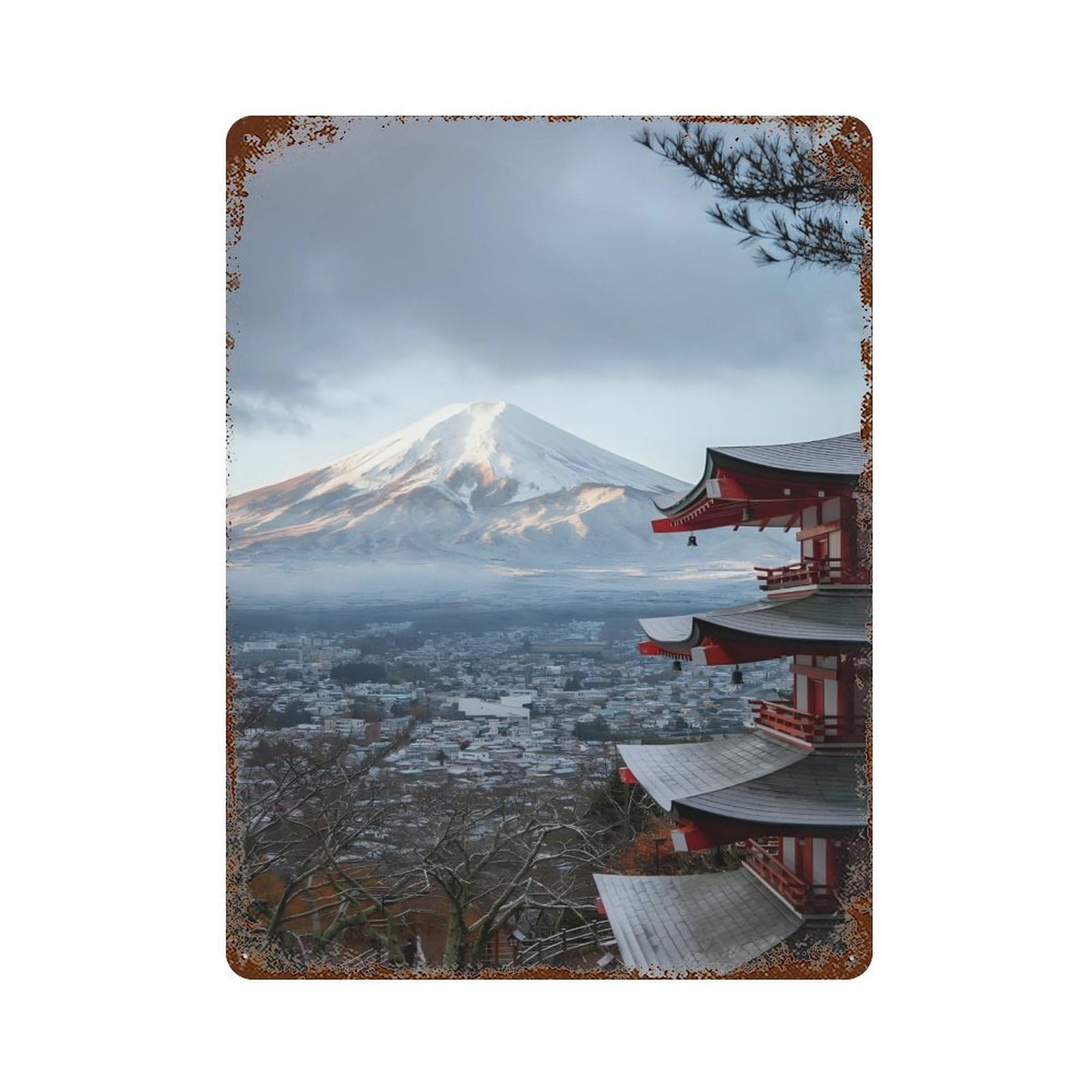 xiaoxiaoshen Mt Fuji Landscape Art Wall Decor Art Metal Tin Poster Modern Home Decor Art Home Bar Shop Decorations Vintage Sign 40x30cm