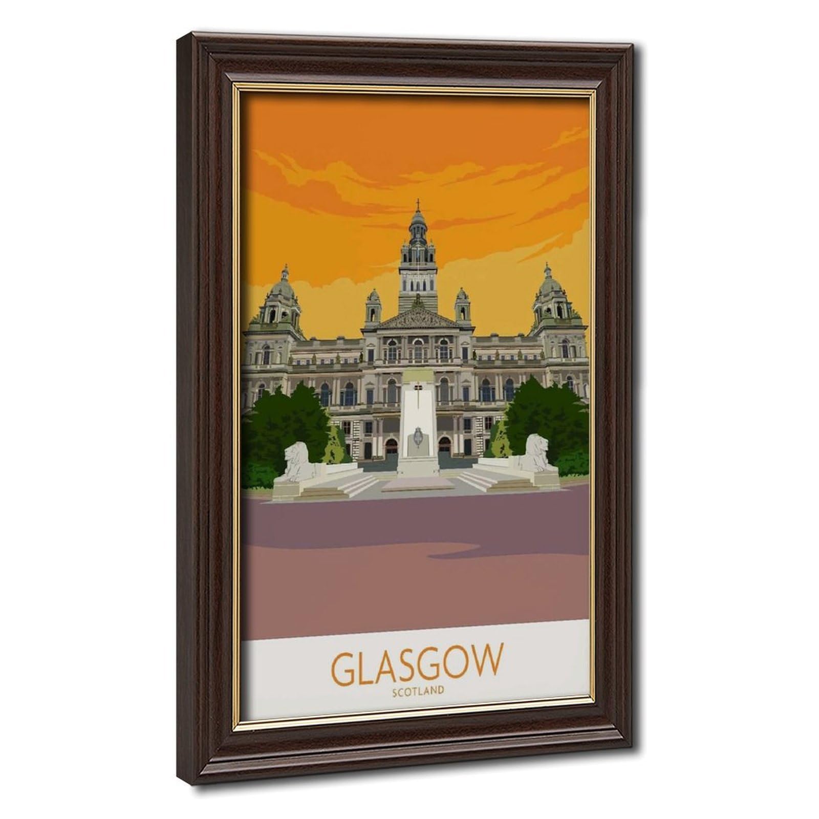 Bareronor Mokume Gane Frame-Style Glasgow Travel Canvas Poster For Office Decor Gift