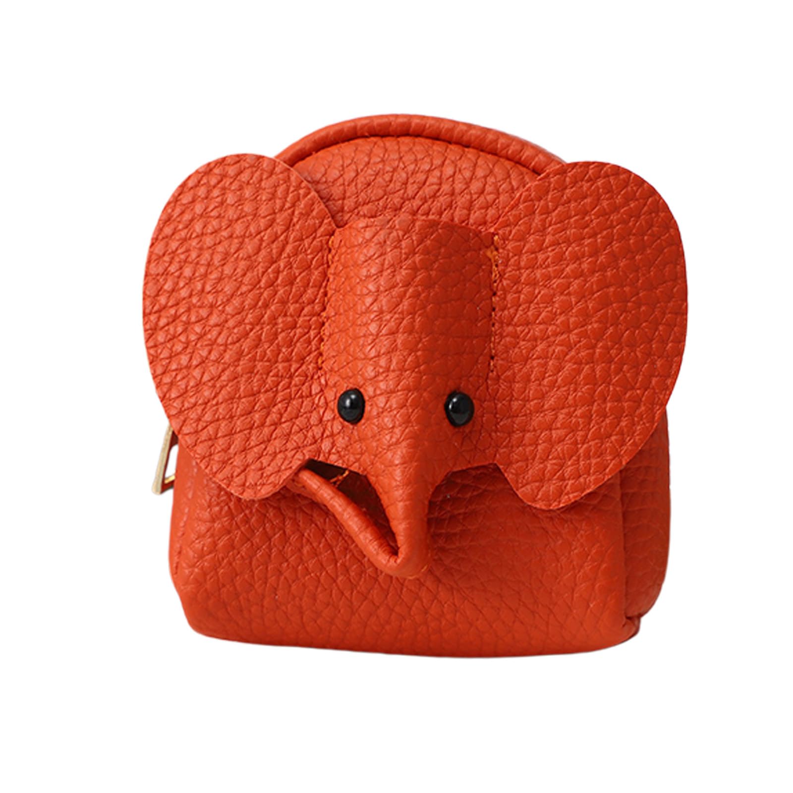 Whoasyst B Shape Miniature Coin Ag With Elephant Detail Soft Pu Zipper Wallet For Earbuds Change And Small Items Daily Animal Wallet