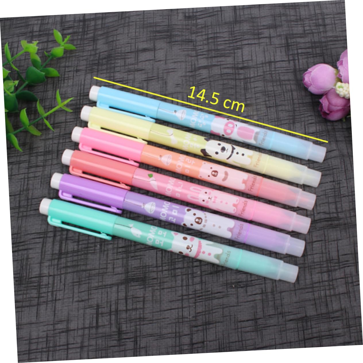 SHINEOFI 3 Juegos De Rotuladores Fluorescentes De Acuarela De Doble Punta Con Dibujos Animados Para Papelería Y Material Escolar (6 Unidades X 3)
