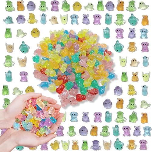 Hmdkepf Easter Basket Fillers, 200 PCS Mini Resin Animals & Mushrooms Set, Fairy