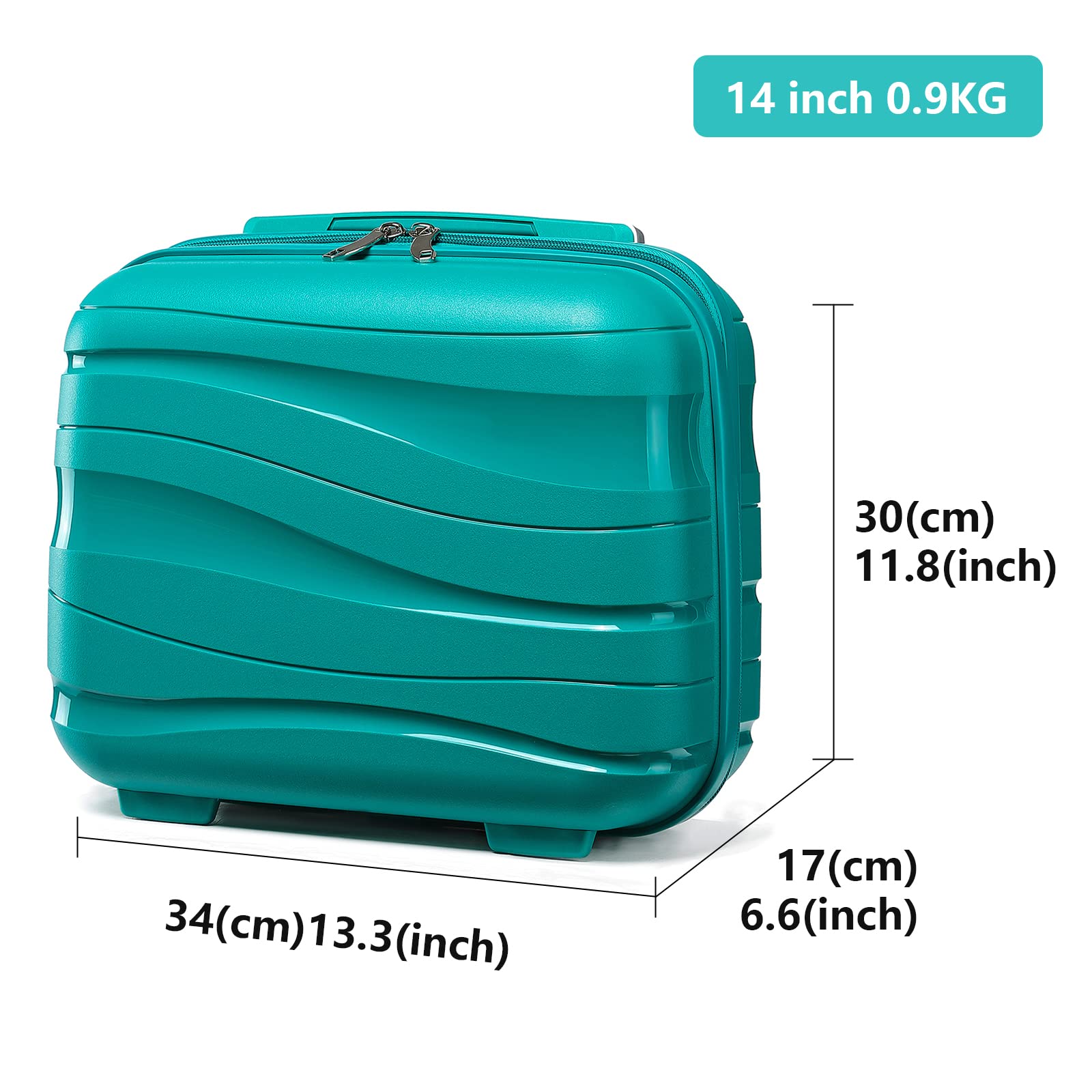 KONO Valigia Trolley Piccolo 35,5cm Valigie da Viaggio Cabina Rigida Polipropilene Leggero Borsa da Toilette (Verde)