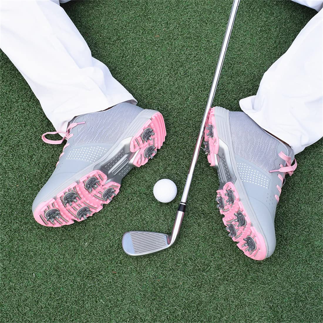 Zapatillas de Golf Impermeables sin Clavos con Cordones para Mujer, Calzado Deportivo para Caminar y Entrenar en Golf.