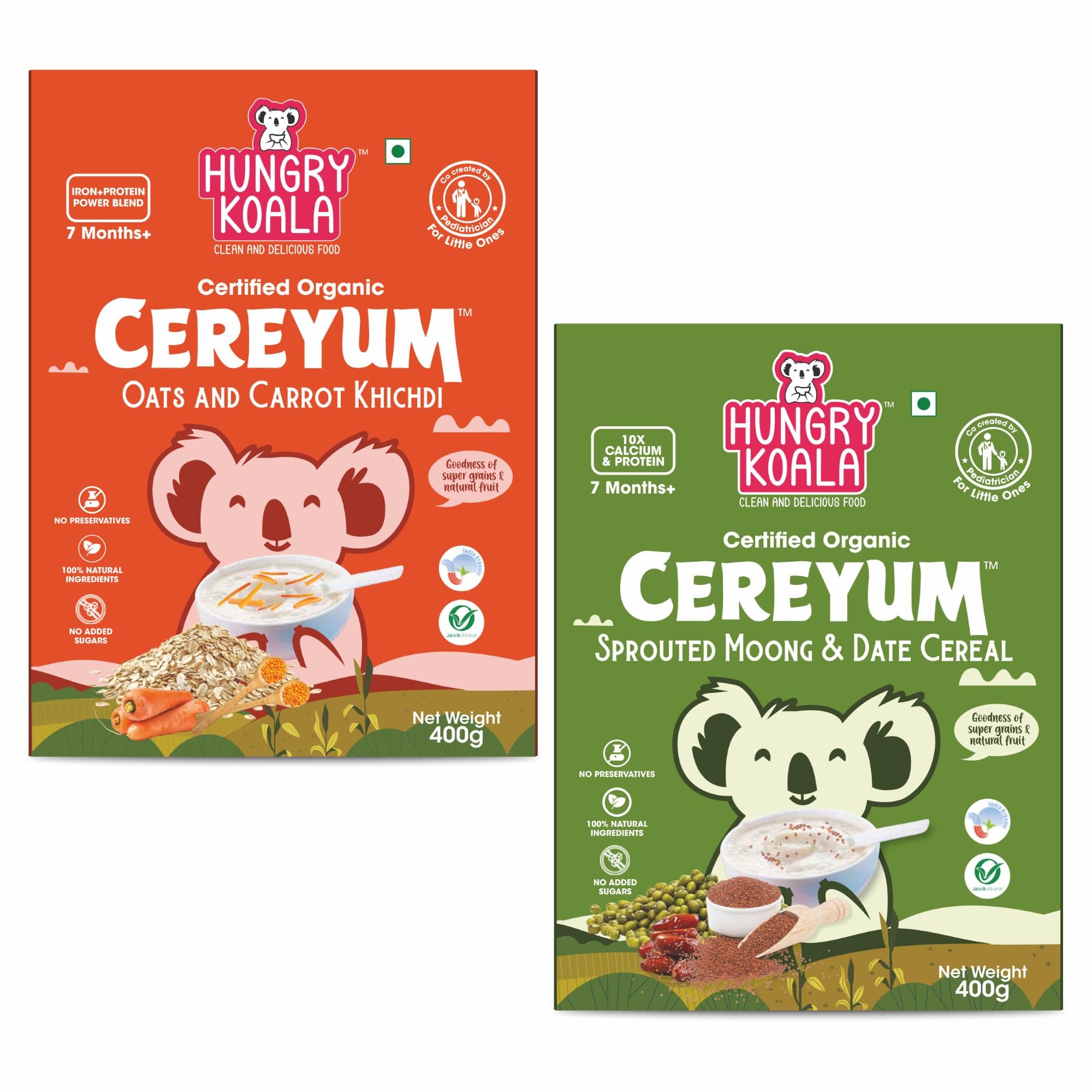 HUNGRY KOALA Cereal Made With Natural Ingridients Oats Carrot Sprouted Moong & Dates For Kids To Grow Healthy No Preservative Or Additives Or Maida 400 Grams Pack of 2 (B0CKVPC748) Amazon Price History, Amazon Price Tracker