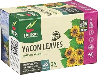 Hanan Yacon Leaf Herbal Tea - 25 Teabags of Hojas de Yacon, All Natural Leaves and Herbs from Peru