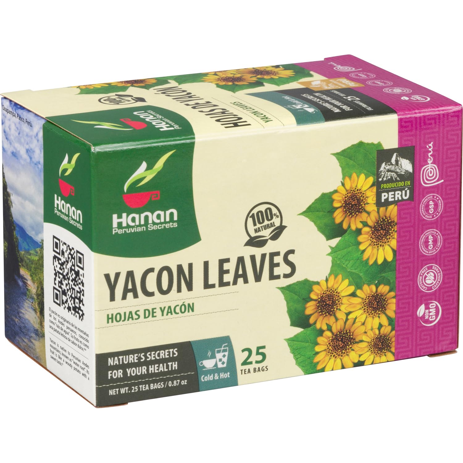 Yacon Leaf Herbal Tea 25 Teabags of Hojas de Yacon, All