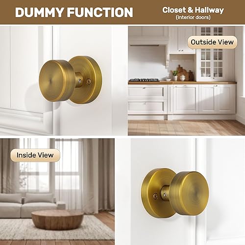 Miniatura 2 de Manija de puerta interior simulada, pomos de puerta negro mate para puertas de armario plegables, manija redonda de puerta moderna resistente,