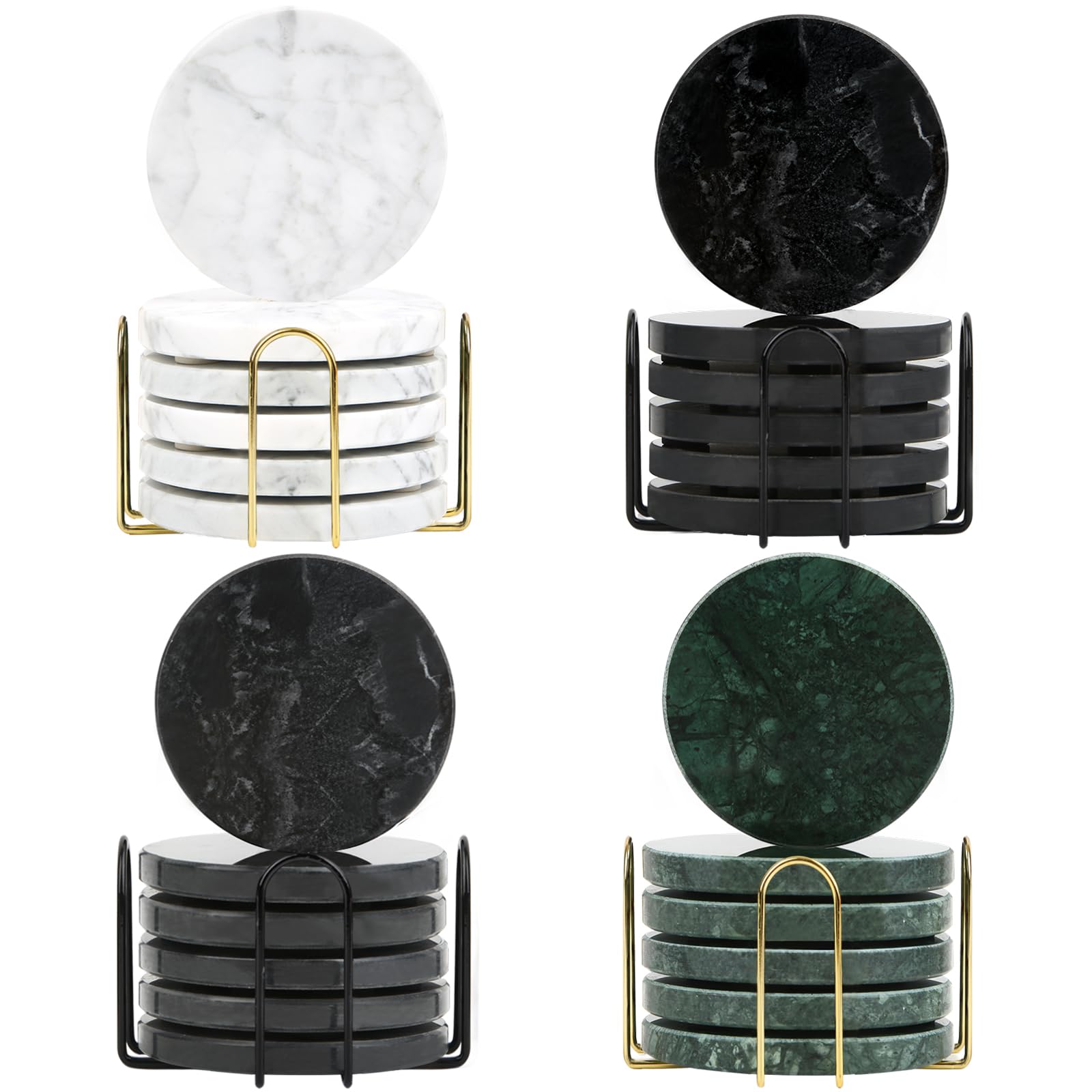 Sottobicchieri per bevande,Set di 6 sottobicchieri in pelle,motivo marmo bianco,Sottobicchieri per Tazze Decorazioni per la Cucina di Casa