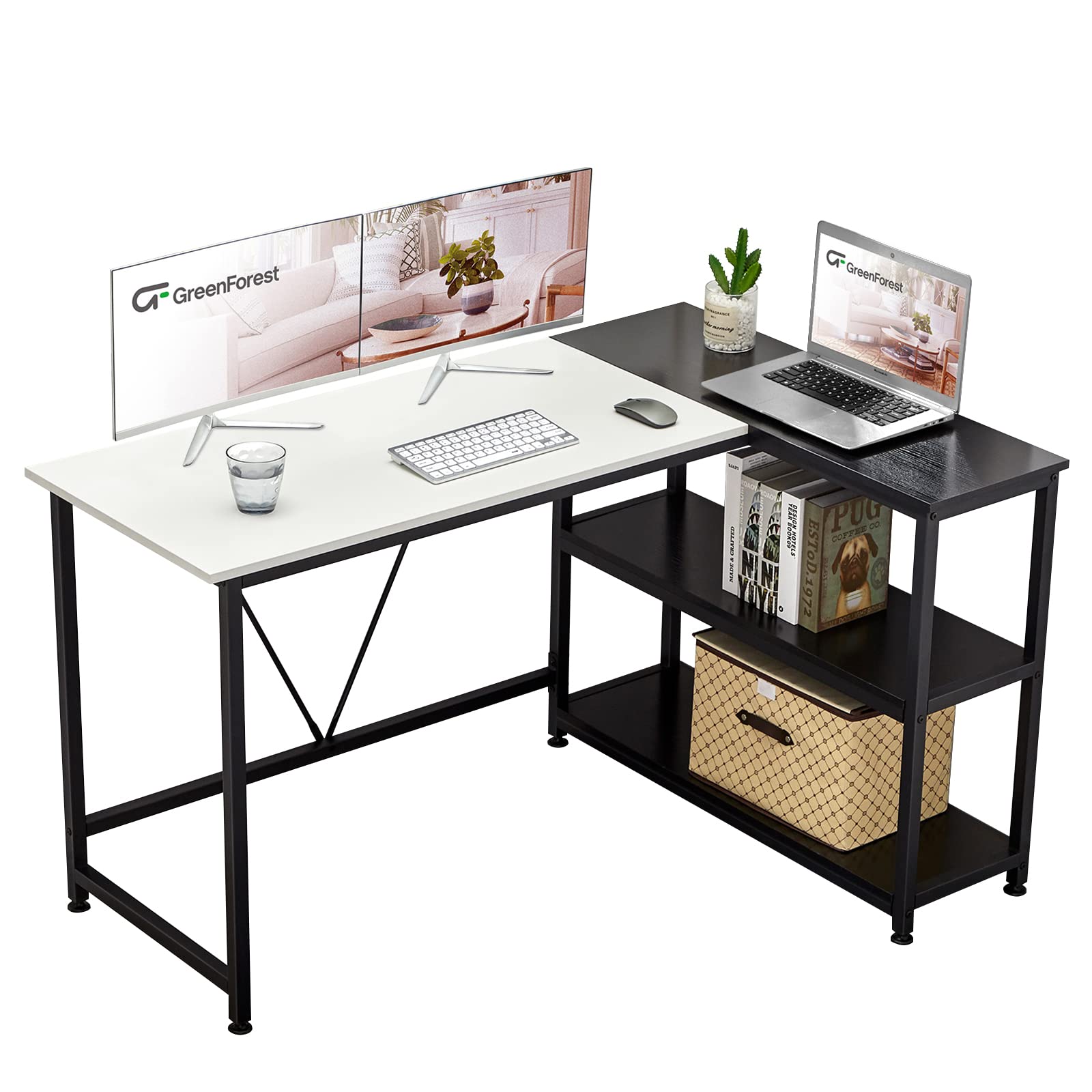 Buy GreenForest L Shaped Desk 𝟱𝟭𝘅𝟯𝟱.𝟰 𝗶𝗻𝗰𝗵 Corner Computer Desk with