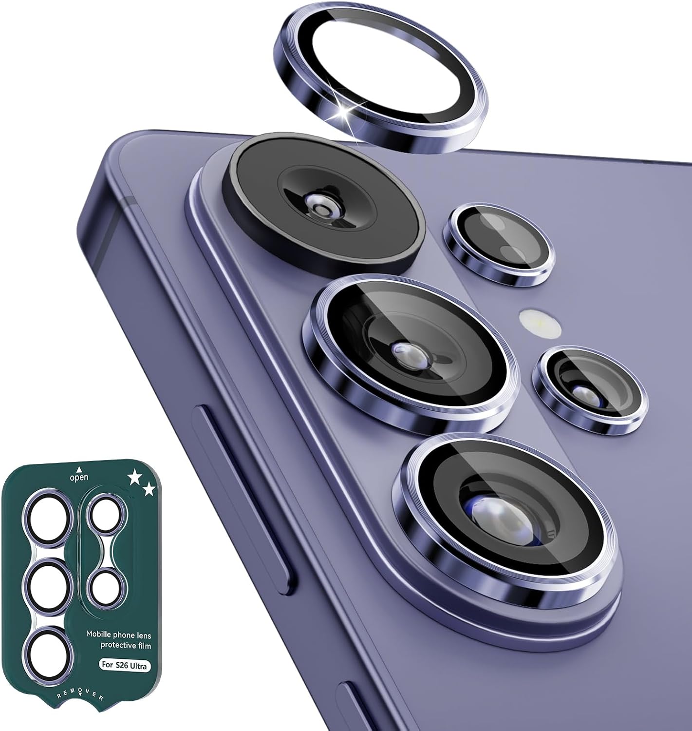 imluckies For Samsung Galaxy S26 Ultra Camera Protection AR+AF Tempered Glass & 9H Anti-Scratch Metal Aluminium Alloy Cover HD Clear Camera Lens Protection 2026 - Purple