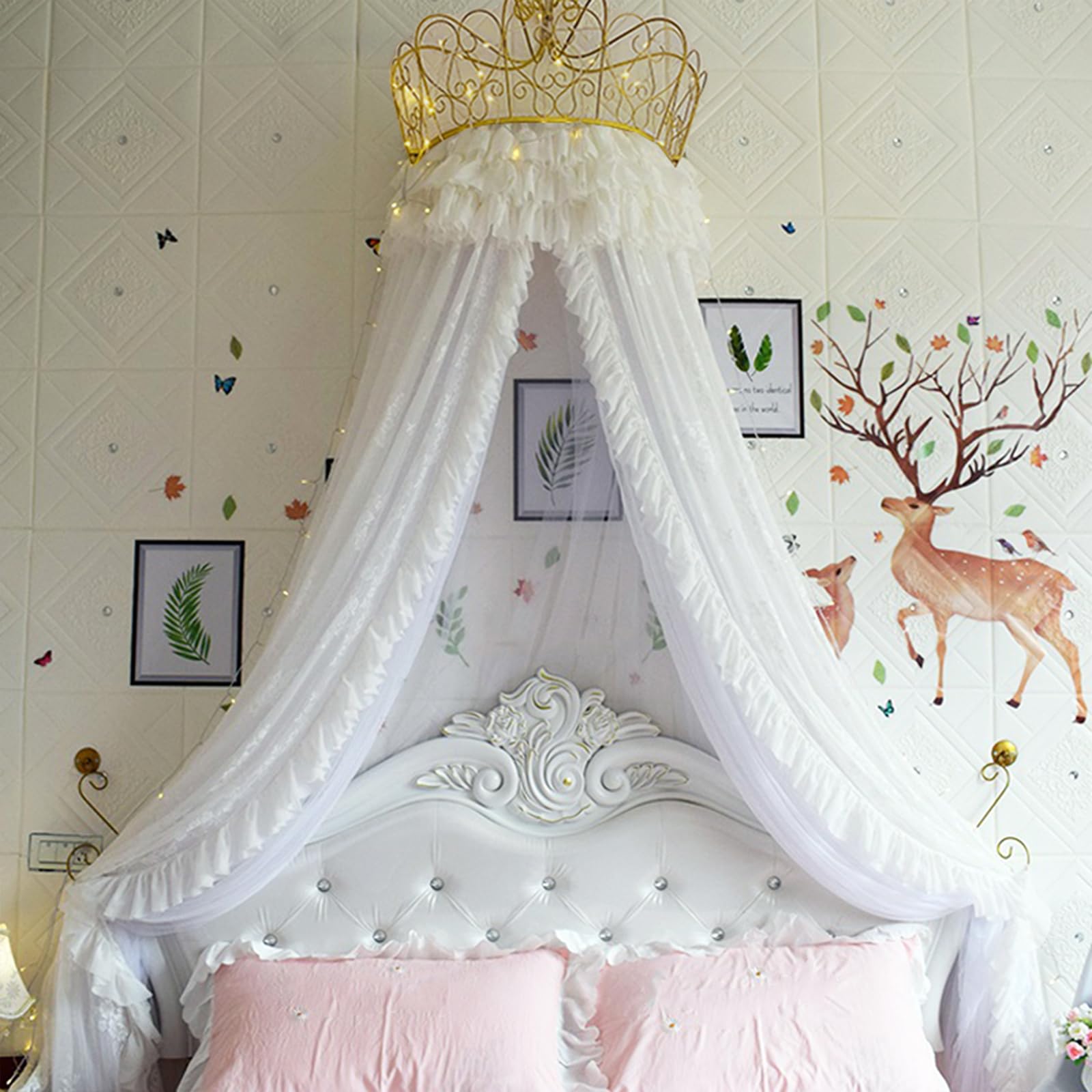 GJMSSMY Hanging Tent for Princess Bed Canopy Mosquito Net Nursery Play Room Decor Dome Premium Yarn Netting Curtains Game Dream Castle