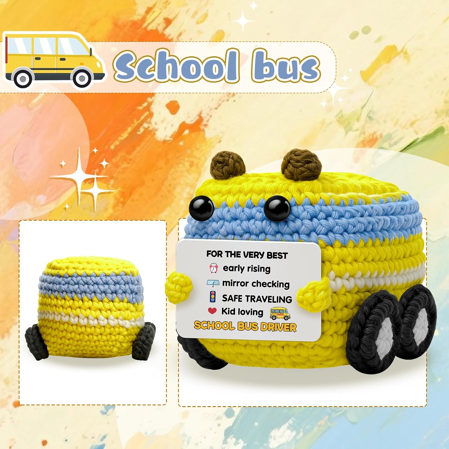 Bus Driver Appreciation Gifts for School Bus Drivers Cute Handmade Crochet School Bus Driver Gifts School Stocking Stuffers Mens Christmas Stocking