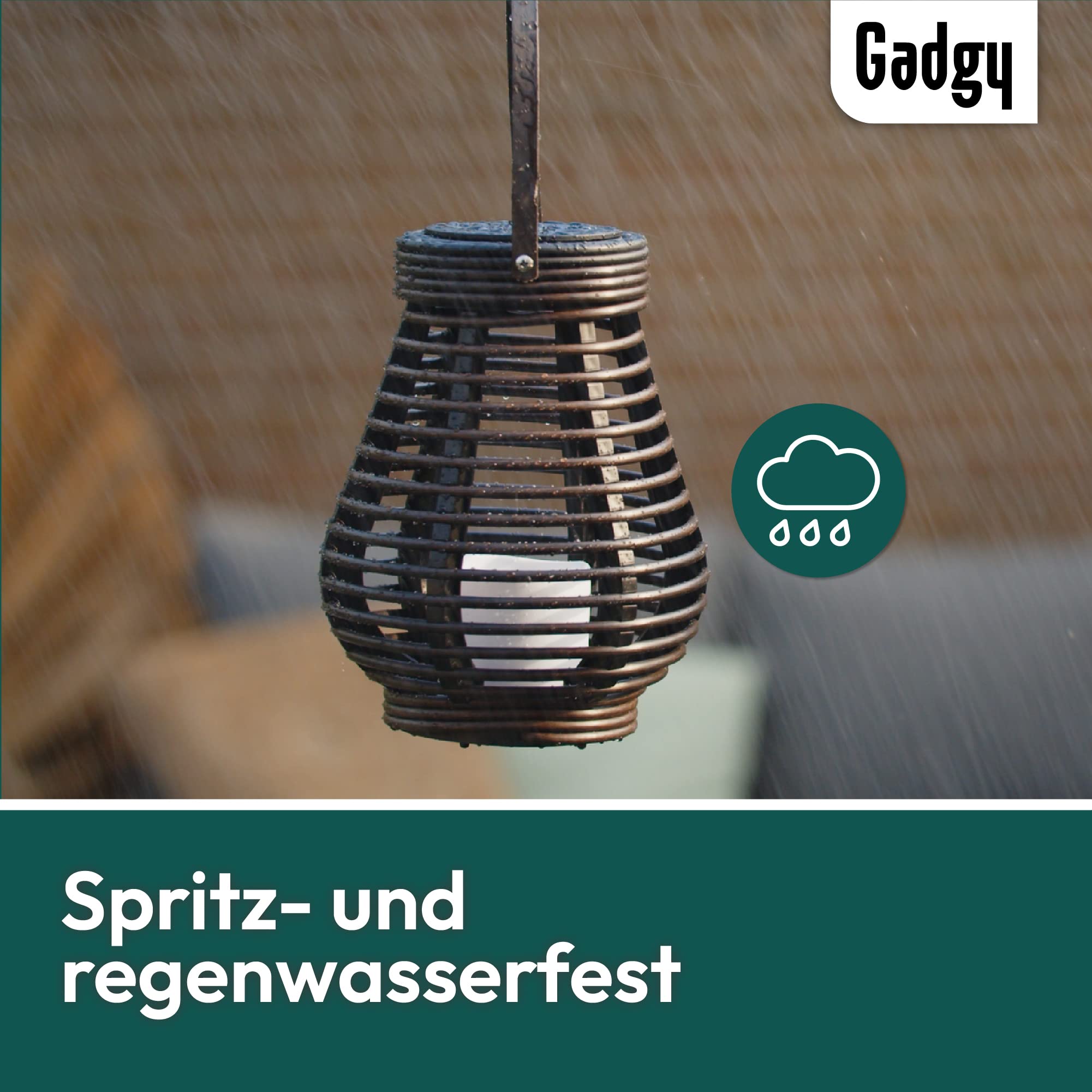 Gadgy Solar Laternen für Außen 2er Set – Wetterfeste LED Solarlampen für Garten, Balkon & Terrasse – Dekorative Solarleuchten in Tropfen- & Kugelform mit Warmweißem Licht