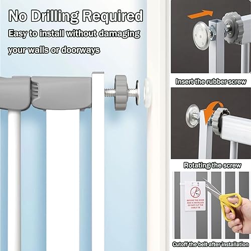 Miniatura 10 de Rgqphantom Puerta de seguridad extra alta para mascotas de 59.05 pulgadas, puerta de gato de cierre automático de 30.31 a 44.07 pulgadas, incluye